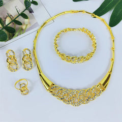 Gold Plated Ladies Necklace Bracelet Earrings Women Jewelry African Wedding Party - Free Delivery Worldwide only at Flexi Africa