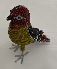 Handmade Beaded Bird Figurine On Wire African Folk Art Finch Statue Gift Idea - Flexi Africa www.flexiafrica.com - FREE POST