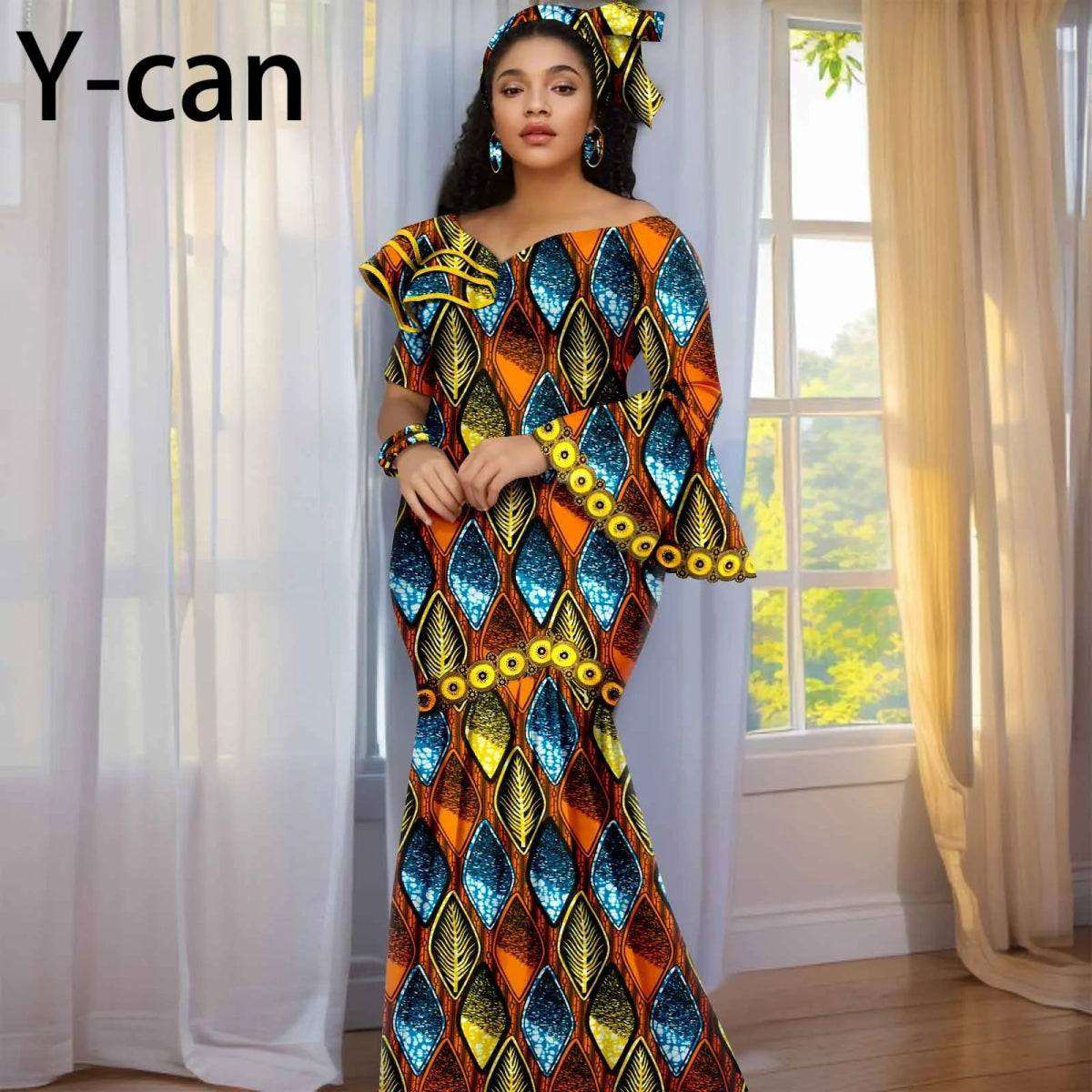 Luxury African Ankara Print Dress – Elegant Slim Fit Gown for Women’s Birthday, Wedding, and Party Events