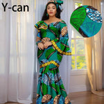 Luxury African Ankara Print Dress – Elegant Slim Fit Gown for Women’s Birthday, Wedding, and Party Events