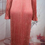 Luxury African Boubou Dress for Women – Classical Elegance Rhodochrosite Design with Folded Pleats - Free Delivery Worldwide only at Flexi Africa