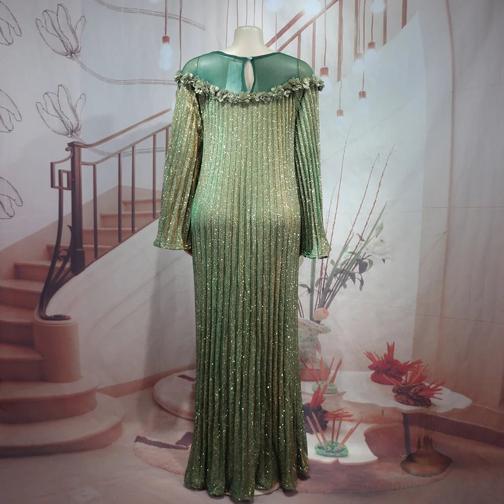 Luxury African Boubou Dress for Women – Classical Elegance Rhodochrosite Design with Folded Pleats - Free Delivery Worldwide only at Flexi Africa