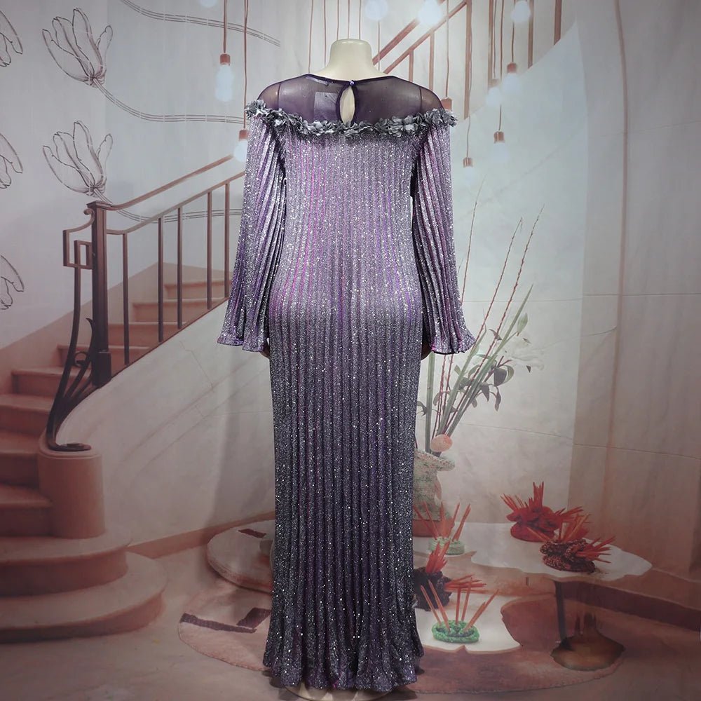 Luxury African Boubou Dress for Women – Classical Elegance Rhodochrosite Design with Folded Pleats - Free Delivery Worldwide only at Flexi Africa