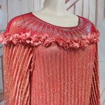 Luxury African Boubou Dress for Women – Classical Elegance Rhodochrosite Design with Folded Pleats - Free Delivery Worldwide only at Flexi Africa