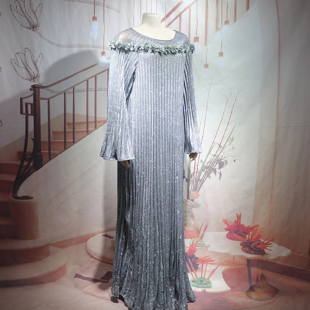 Luxury African Boubou Dress for Women – Classical Elegance Rhodochrosite Design with Folded Pleats - Free Delivery Worldwide only at Flexi Africa