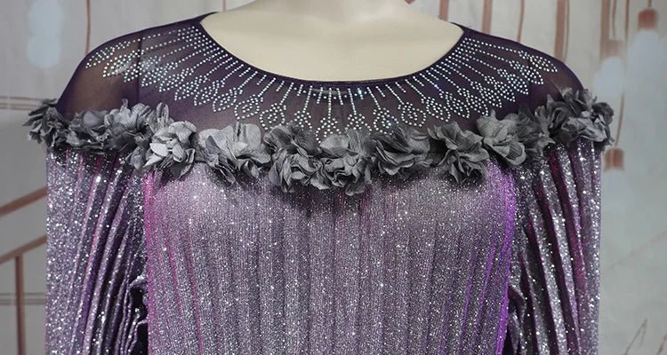 Luxury African Boubou Dress for Women – Classical Elegance Rhodochrosite Design with Folded Pleats - Free Delivery Worldwide only at Flexi Africa