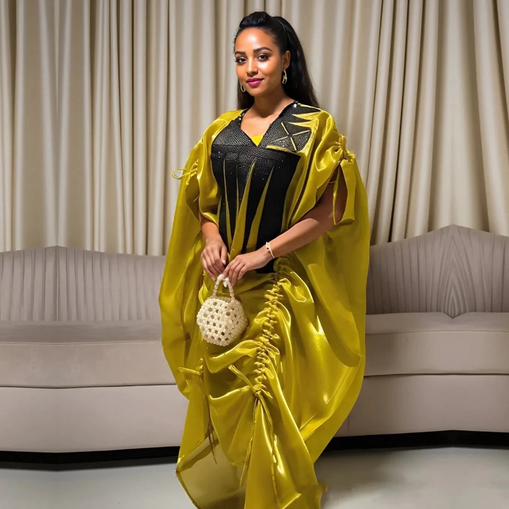 Luxury African Boubou Dress for Women – Rich Embroidery Long Traditional Dress - Free Delivery Worldwide only at Flexi Africa