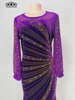 Luxury African Velvet Dress for Women – Pearl Diamond Embellished Long Tight Fashion Dress - Free Delivery Worldwide only at Flexi Africa