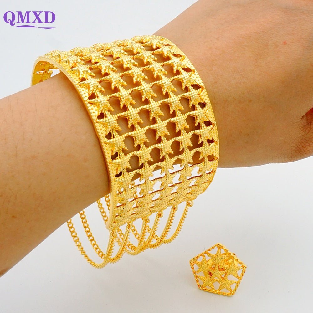 Luxury Female Big Gold Color Bangles: Elegant Bracelets for Weddings and Special Occasions - Flexi Africa FREE POST