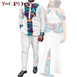 Buy Matching Bazin African Couple Attire – Women’s Mermaid Dress & Men’s Shirt Pant Set for only $67.83 at Flexi Africa!