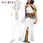 Buy Matching Bazin African Couple Attire – Women’s Mermaid Dress & Men’s Shirt Pant Set for only $67.83 at Flexi Africa!