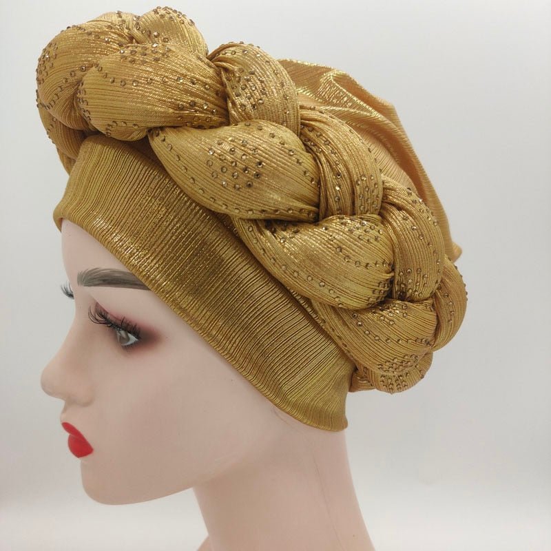 New Ready to Wear African Headtie Diamonds Glitter Women Turban Caps Bonnet Hats Female Autogeles - Flexi Africa - Shipping