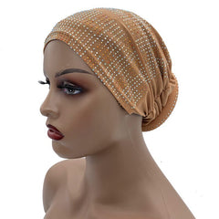 Pleated Turban Cap with Padded Diamonds Design Elastic Muslim Headscarf Bonnet African Headwrap India Hats - Flexi Africa