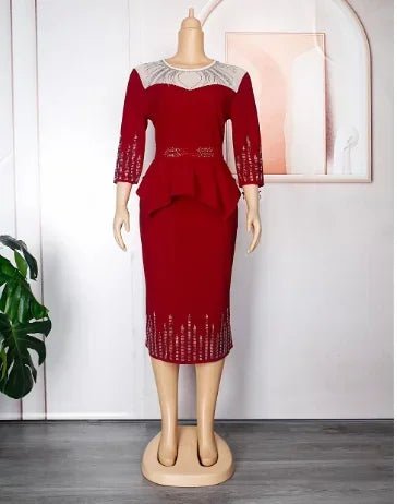 Buy Plus Size African Bodycon Maxi Dress for Women – 3/4 Sleeve Polyester Evening Gown for only $29.72 at Flexi Africa!
