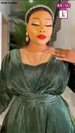 Plus Size African Evening Dress for Women Luxury Glitter Ankara Long Gown Wedding Party Wear - Free Delivery Worldwide only at Flexi Africa