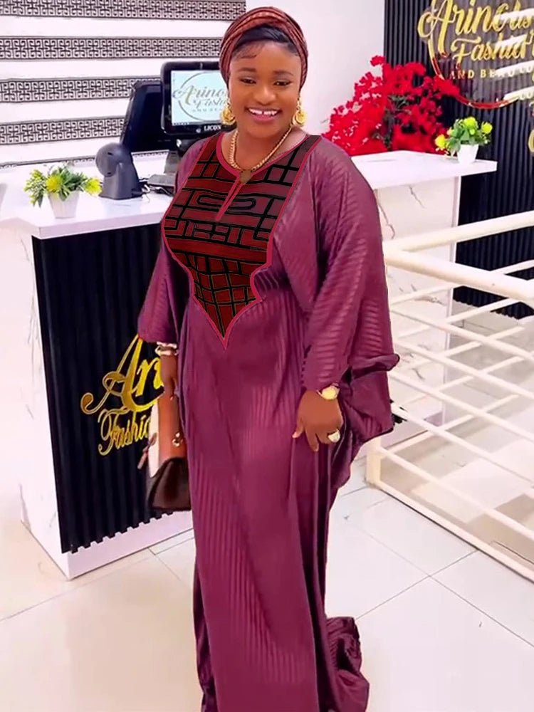 Plus Size African Traditional Dress for Women – Long Robe with Hijab - Free Delivery Worldwide only at Flexi Africa