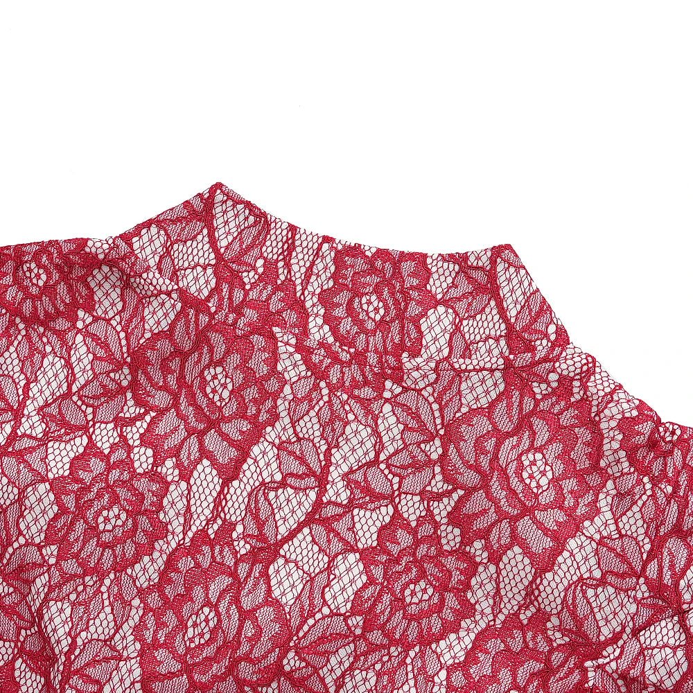 Plus Size African Wedding Outfit – Red Lace Top & Elegant Pleated Maxi Skirt Set - Free Delivery Worldwide only at Flexi Africa