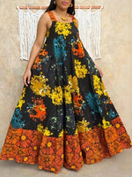 Plus Size Geometric Print Sleeveless Tunic Dress – Square Neck Loose Casual Spring & Fall Fashion - Free Delivery Worldwide only at Flexi Africa