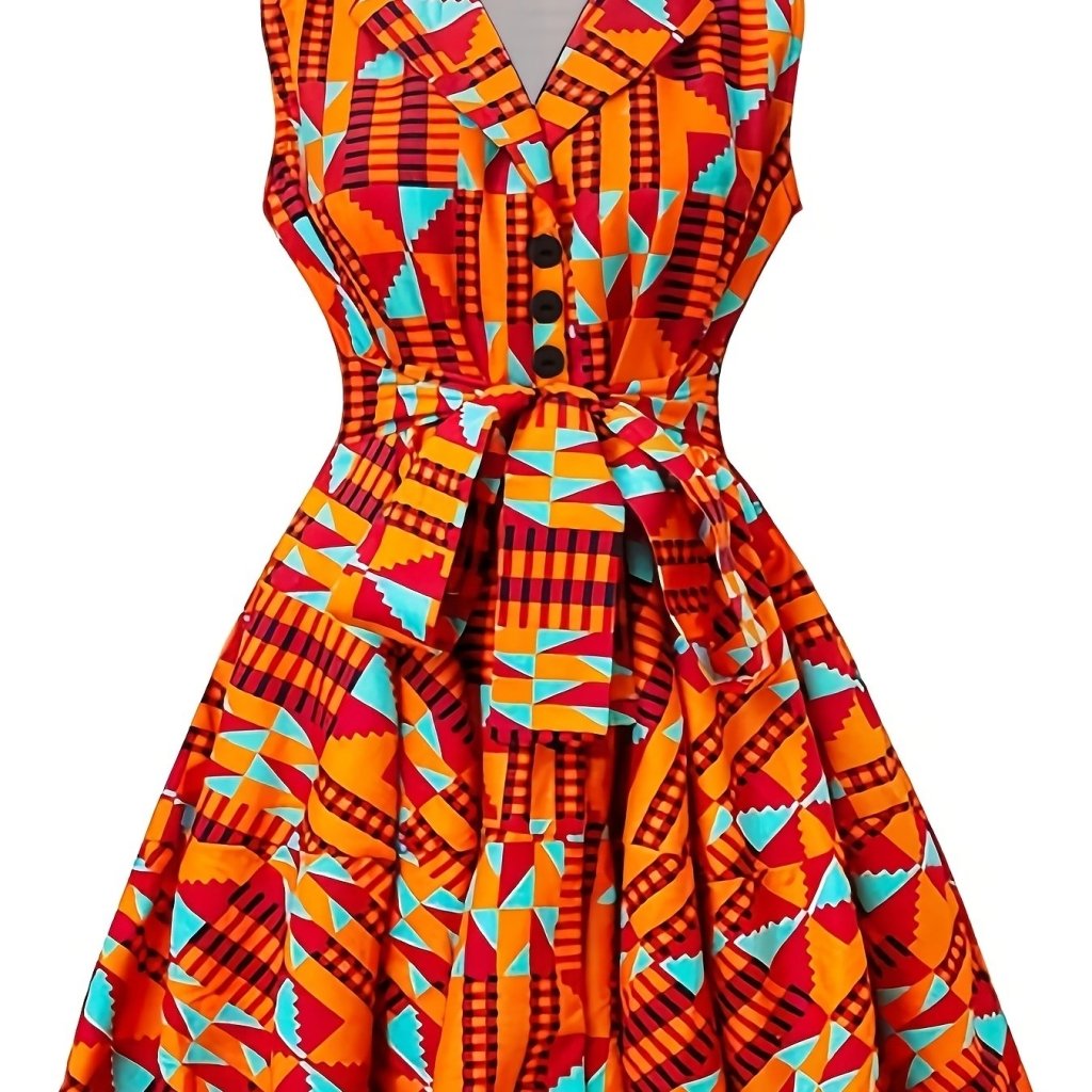 Plus Size Women's Fitted Waist Belt Dress – Flattering Elegant Curve - Enhancing Design - Free Delivery Worldwide only at Flexi Africa