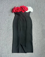 Red Off - Shoulder Floral Bandage Bodycon Dress for Women – Elegant Long Evening & Party Wear - Free Delivery Worldwide only at Flexi Africa