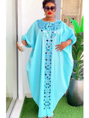 Satin Boubou Robe for Women – African Caftan Abaya, Evening Party Dress - Free Delivery Worldwide only at Flexi Africa