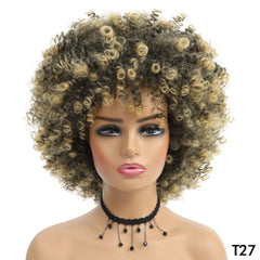 Short Hair Afro Kinky Curly Synthetic Wig With Bangs - Free Delivery Worldwide only at Flexi Africa