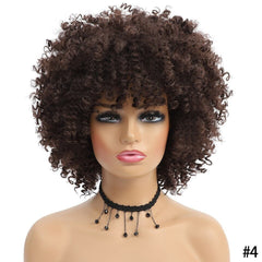 Short Hair Afro Kinky Curly Synthetic Wig With Bangs - Free Delivery Worldwide only at Flexi Africa