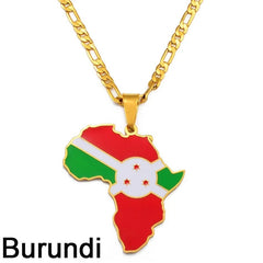 Showcase Your African Roots with Our Hip - hop Africa Map Pendant Necklace - Free Delivery Worldwide only at Flexi Africa