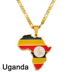 Showcase Your African Roots with Our Hip - hop Africa Map Pendant Necklace - Free Delivery Worldwide only at Flexi Africa