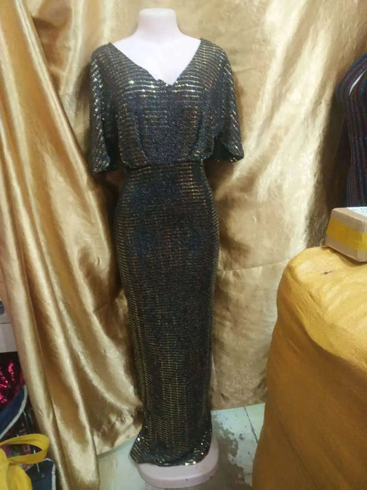 Sophisticated Plus Size Long Dress in Elegant African Style for Women - Flexi Africa - Free Delivery www.flexiafrica.com