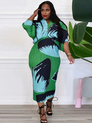 Spring Autumn African Dresses for Women - 3/4 Sleeve, Sexy V - Neck, Slim Fit, Office Lady Party Dress - Free Delivery Worldwide only at Flexi Africa