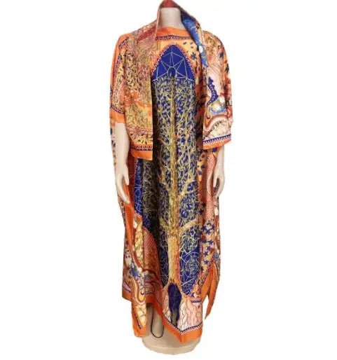 Stunning Spring/Summer Collection: Vibrant African Print Polyester Long Robes for Women - Flexi Africa - www.flexiafrica.com