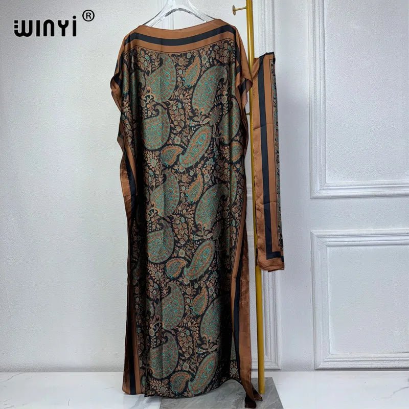 Summer African Kaftan Dress for Women – Boho Print, Loose Fit Party Abaya - Free Delivery Worldwide only at Flexi Africa