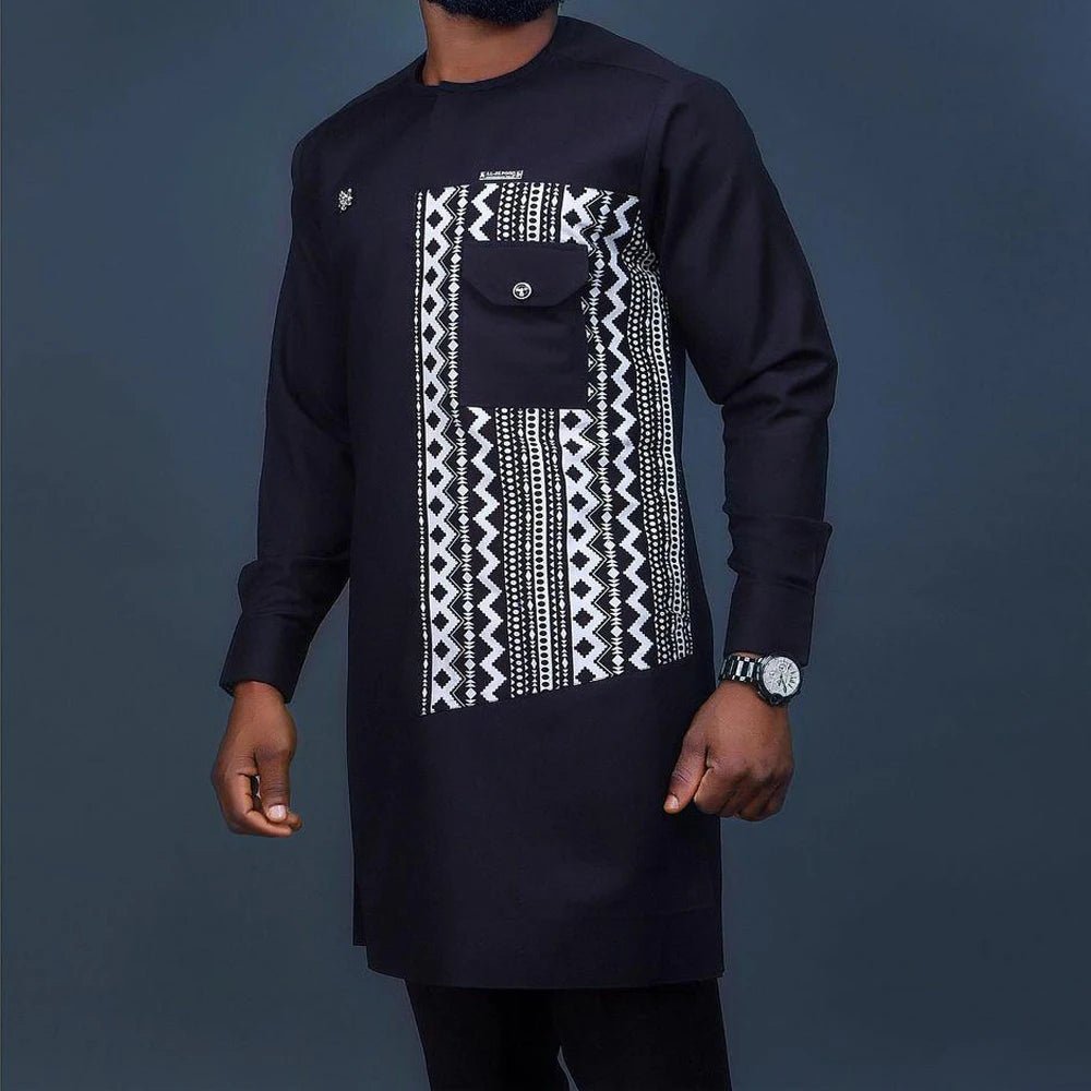 Summer Dashiki New Men's Suits Shirt Embroidered Kaftan Long Sleeve Top and Casual Pants 2 Piece Element Man Brand Set