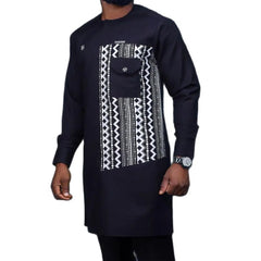 Summer Dashiki New Men's Suits Shirt Embroidered Kaftan Long Sleeve Top and Casual Pants 2 Piece Element Man Brand Set