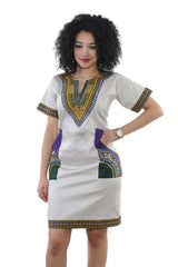 Summer Fashion: African Women's Short Sleeve V-neck Polyester Knee-length Dress - Flexi Africa - www.flexiafrica.com