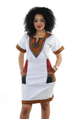 Summer Fashion: African Women's Short Sleeve V-neck Polyester Knee-length Dress - Flexi Africa - www.flexiafrica.com