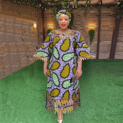 Traditional Bazin Embroidered Dresses: African Women's Attire for Parties and Weddings - Free Delivery Worldwide only