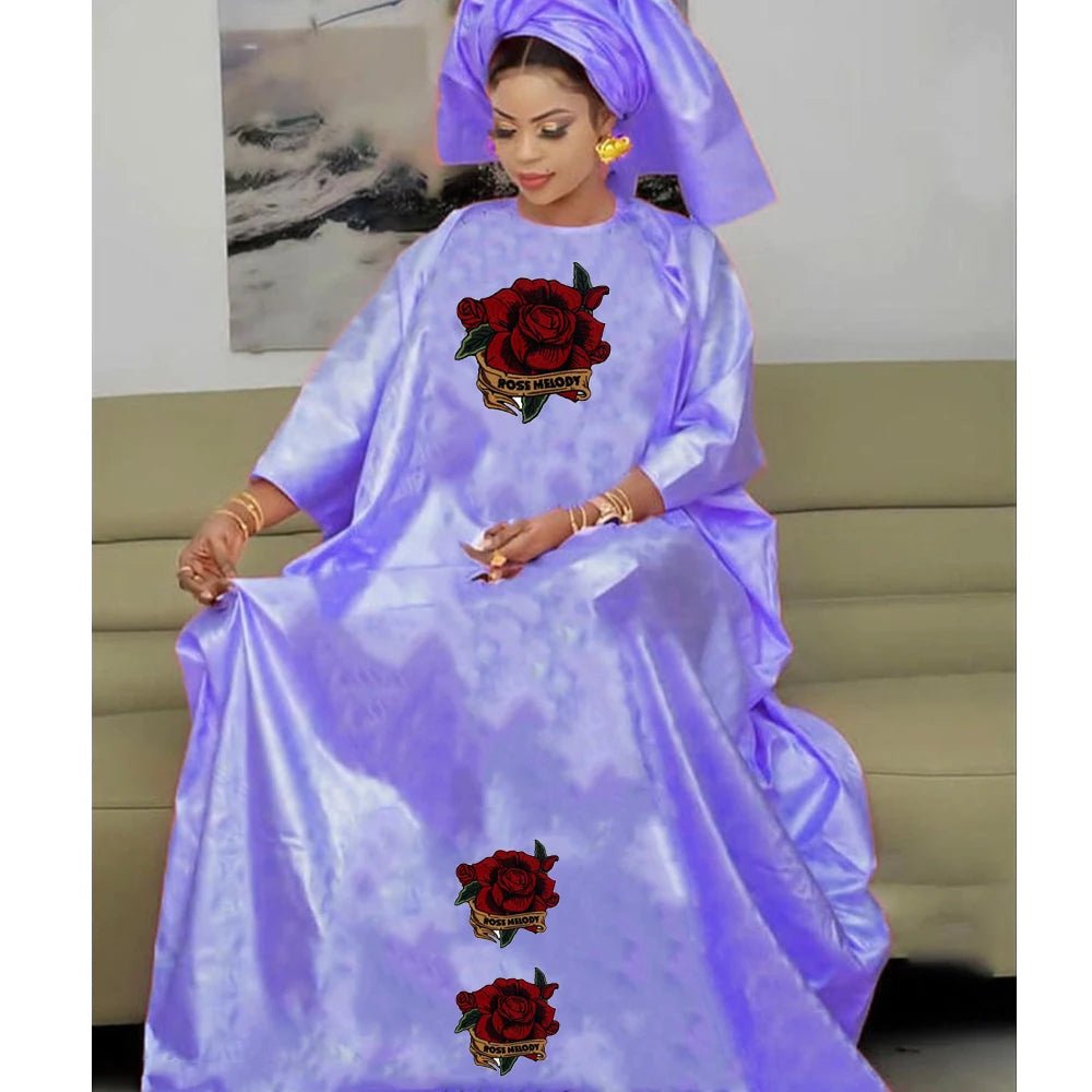 Turkey Dresses For Women African Designer Bazin Riche Evening Gowns Large Size Pink Basin Headscarf With Dashiki Robe Cloth - Free Delivery Worldwide only at Flexi Africa