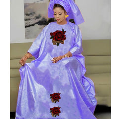 Turkey Dresses For Women African Designer Bazin Riche Evening Gowns Large Size Pink Basin Headscarf With Dashiki Robe Cloth - Free Delivery Worldwide only at Flexi Africa
