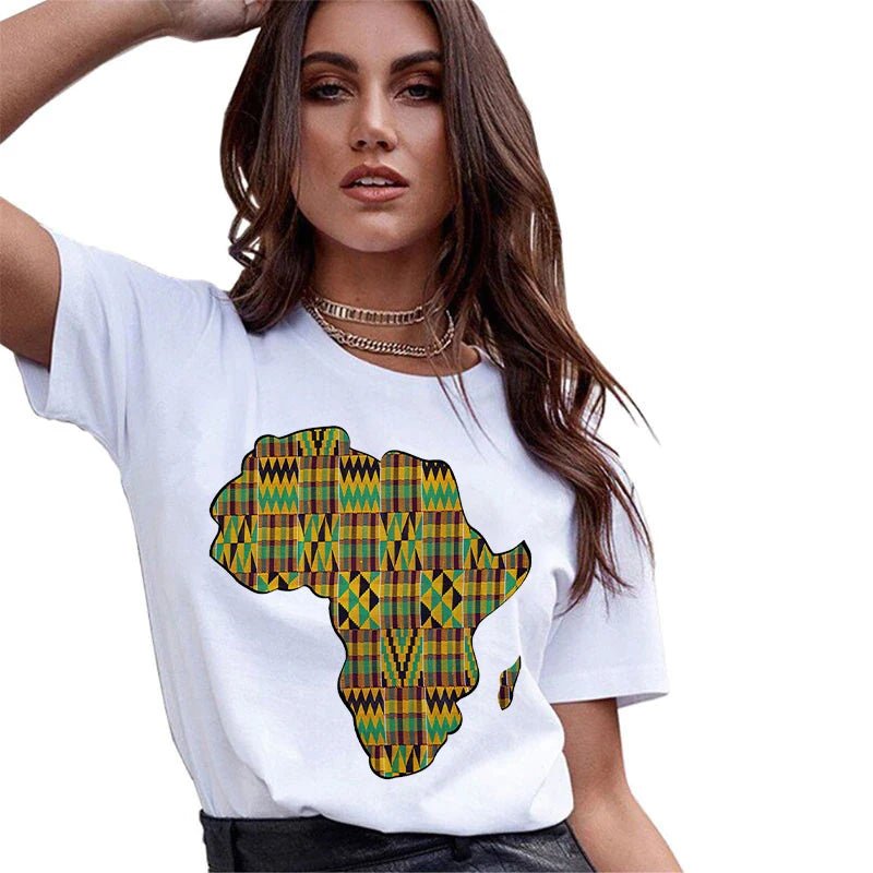 Vintage African Inspired 90s Tees: Short Sleeve Graphic Women's T-Shirt - Flexi Africa - Free Delivery Worldwide only