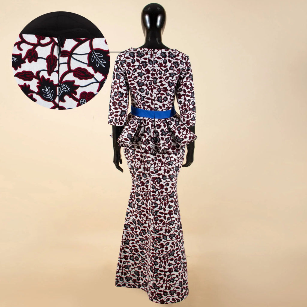Women’s African Ankara 2PC Set Crop Top Maxi Skirt Belted Traditional Outfit - Free Delivery Worldwide only at Flexi Africa