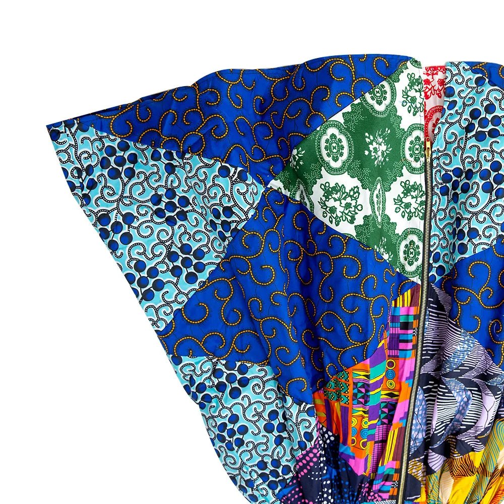 Women’s African Ankara Dress – V Neck Patchwork Print Knee Length Elegant Fashion Dress - Free Delivery Worldwide only at Flexi Africa