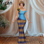 Buy Women’s African Ankara Floral Gown – One-Shoulder Sexy Dress with Matching Headscarf for only $77.22 at Flexi Africa!