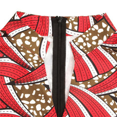 Women's African Ankara Print Maxi Dress - Lotus Sleeve V Neck Traditional Casual Attire - Flexi Africa - www.flexiafrica.com