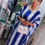 Buy Women's African Bazin Sleeve Dress – Spring Striped Loose Elegant Boubou Robe for only $26.29 at Flexi Africa!