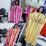 Buy Women's African Bazin Sleeve Dress – Spring Striped Loose Elegant Boubou Robe for only $26.29 at Flexi Africa!