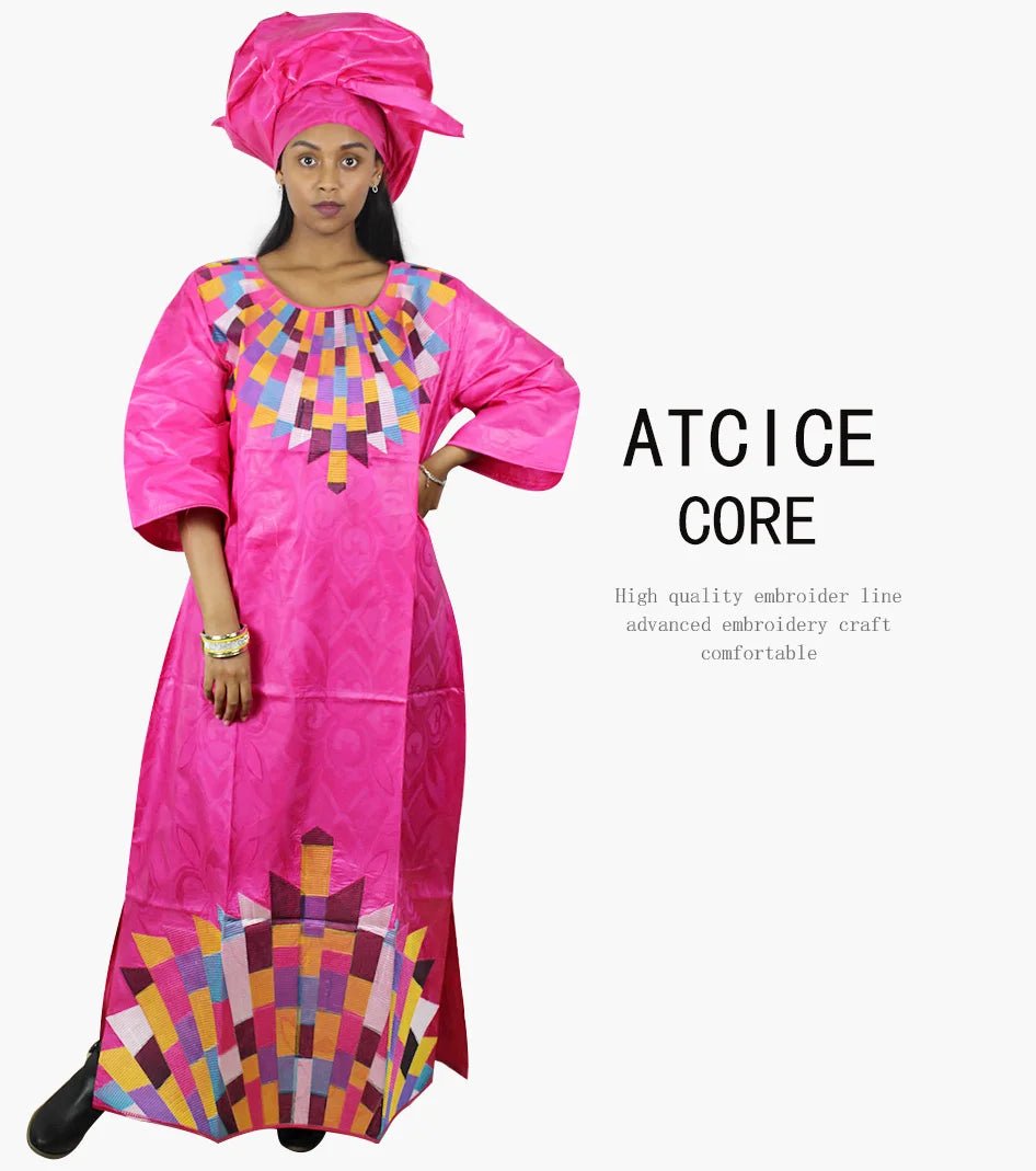 Women's African Dresses: Fashionable New Bazin Riche Embroidery Design - Free Delivery Worldwide only at Flexi Africa