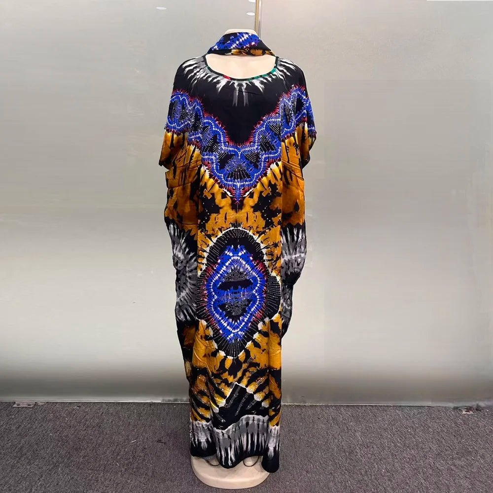 Women’s African Ethnic Cotton Dress – Plus Size Printed Loose Summer Dress - Free Delivery Worldwide only at Flexi Africa