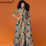 Women’s African Print Maxi Dress – Traditional High Waist Ankara Half Sleeve Attire - Free Delivery Worldwide only at Flexi Africa
